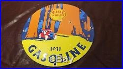 Vintage Shell Gasoline Porcelain Gas California Service Station Pump Plate Sign