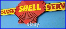 Vintage Shell Gasoline Porcelain Gas Oil Aviation Service Station Pump Ad Sign