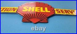 Vintage Shell Gasoline Porcelain Gas Oil Aviation Service Station Pump Ad Sign