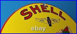 Vintage Shell Gasoline Porcelain Green Streak Service Station Pump Plate Sign