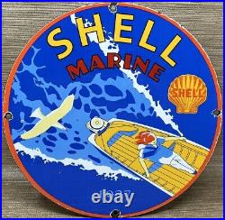 Vintage Shell Gasoline Porcelain Sign Gas Station Pump Plate Motor Oil Pin Up