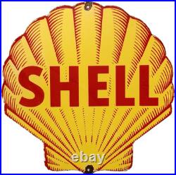 Vintage Shell Gasoline Porcelain Sign Gas Station Pump Plate Motor Oil Service