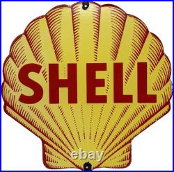 Vintage Shell Gasoline Porcelain Sign Gas Station Pump Plate Motor Oil Service