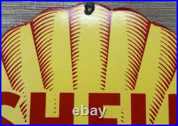 Vintage Shell Gasoline Porcelain Sign Gas Station Pump Plate Motor Oil Service