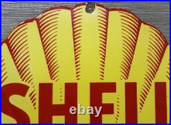 Vintage Shell Gasoline Porcelain Sign Gas Station Pump Plate Motor Oil Service