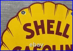 Vintage Shell Gasoline Porcelain Sign Gas Station Pump Plate Motor Oil Service