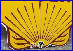 Vintage Shell Gasoline Porcelain Sign Gas Station Pump Plate Motor Oil Service