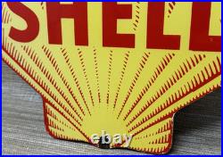 Vintage Shell Gasoline Porcelain Sign Gas Station Pump Plate Motor Oil Service