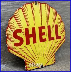 Vintage Shell Gasoline Porcelain Sign Gas Station Pump Plate Motor Oil Service