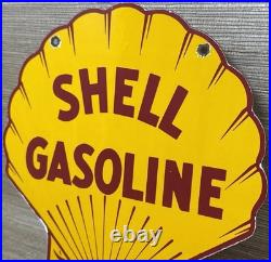 Vintage Shell Gasoline Porcelain Sign Gas Station Pump Plate Motor Oil Service