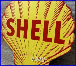 Vintage Shell Gasoline Porcelain Sign Gas Station Pump Plate Motor Oil Service