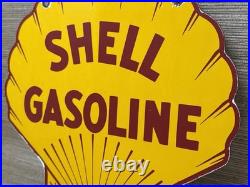 Vintage Shell Gasoline Porcelain Sign Gas Station Pump Plate Motor Oil Service