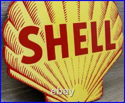 Vintage Shell Gasoline Porcelain Sign Gas Station Pump Plate Motor Oil Service