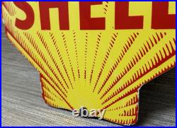 Vintage Shell Gasoline Porcelain Sign Gas Station Pump Plate Motor Oil Service