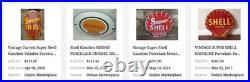 Vintage Shell Gasoline Rare Red 11 3/4 Porcelain Metal Service Station Oil Sign