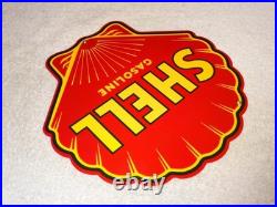 Vintage Shell Gasoline Rare Red 11 3/4 Porcelain Metal Service Station Oil Sign
