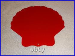 Vintage Shell Gasoline Rare Red 11 3/4 Porcelain Metal Service Station Oil Sign