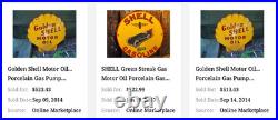 Vintage Shell Gasoline Rare Red 11 3/4 Porcelain Metal Service Station Oil Sign