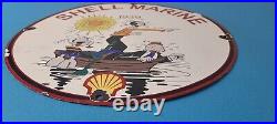 Vintage Shell Gasoline Sign Popeye Sailor Gas Pump Mechanic Porcelain Sign