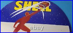 Vintage Shell Gasoline Sign Product Launch Gas Service Station Porcelain Sign