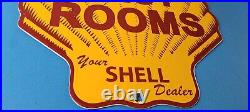 Vintage Shell Gasoline Sign Rest Rooms Porcelain Gas Pump Plate Sign