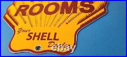 Vintage Shell Gasoline Sign Rest Rooms Porcelain Gas Pump Plate Sign