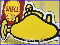 Vintage Shell Motor Oil Porcelain Sign General Store Gas Station Pump Gasoline