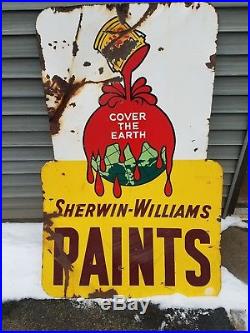 Vintage Sherwin Williams Paint Porcelian Sign Car Boat Advertising Barn Find