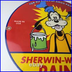 Vintage Sherwin Williams Paint Sign Porcelain Goofy Hardware Store Gas Sign