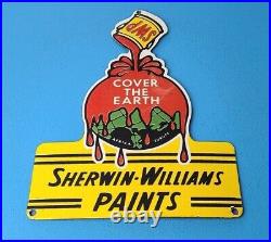 Vintage Sherwin Williams Paints Porcelain Service Station 12 Pump Plate Sign