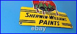 Vintage Sherwin Williams Paints Porcelain Service Station 12 Pump Plate Sign