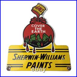 Vintage Sherwin Williams Paints Sign Gas Oil Pump Porcelain Advertising Sign
