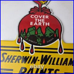 Vintage Sherwin Williams Paints Sign Gas Oil Pump Porcelain Advertising Sign