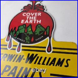 Vintage Sherwin Williams Paints Sign Gas Oil Pump Porcelain Advertising Sign