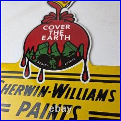 Vintage Sherwin Williams Paints Sign Gas Oil Pump Porcelain Advertising Sign