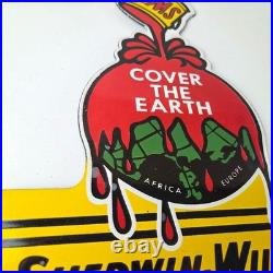 Vintage Sherwin Williams Paints Sign Gas Oil Pump Porcelain Advertising Sign