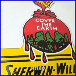 Vintage Sherwin Williams Paints Sign Gas Oil Pump Porcelain Advertising Sign