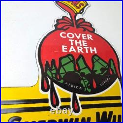 Vintage Sherwin Williams Paints Sign Gas Oil Pump Porcelain Advertising Sign