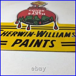 Vintage Sherwin Williams Paints Sign Gas Oil Pump Porcelain Advertising Sign