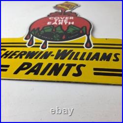 Vintage Sherwin Williams Paints Sign Gas Oil Pump Porcelain Advertising Sign