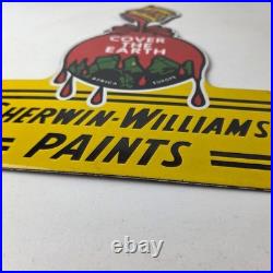 Vintage Sherwin Williams Paints Sign Gas Oil Pump Porcelain Advertising Sign