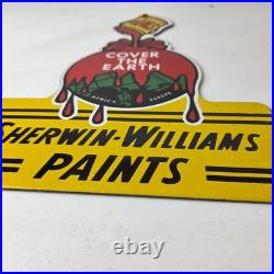 Vintage Sherwin Williams Paints Sign Gas Oil Pump Porcelain Advertising Sign
