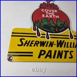 Vintage Sherwin Williams Paints Sign Gas Oil Pump Porcelain Advertising Sign