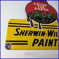 Vintage Sherwin Williams Paints Sign Gas Oil Pump Porcelain Advertising Sign