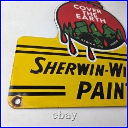 Vintage Sherwin Williams Paints Sign Gas Oil Pump Porcelain Advertising Sign