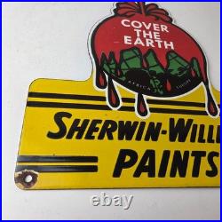 Vintage Sherwin Williams Paints Sign Gas Oil Pump Porcelain Advertising Sign