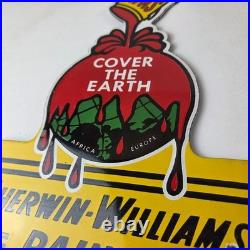 Vintage Sherwin Williams Paints Sign Gas Oil Pump Porcelain Advertising Sign