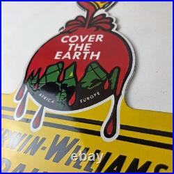 Vintage Sherwin Williams Paints Sign Gas Oil Pump Porcelain Advertising Sign