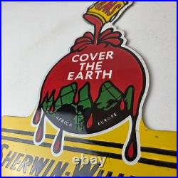 Vintage Sherwin Williams Paints Sign Gas Oil Pump Porcelain Advertising Sign