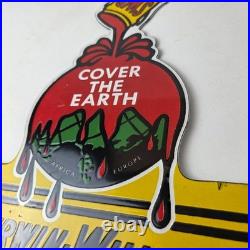 Vintage Sherwin Williams Paints Sign Gas Oil Pump Porcelain Advertising Sign